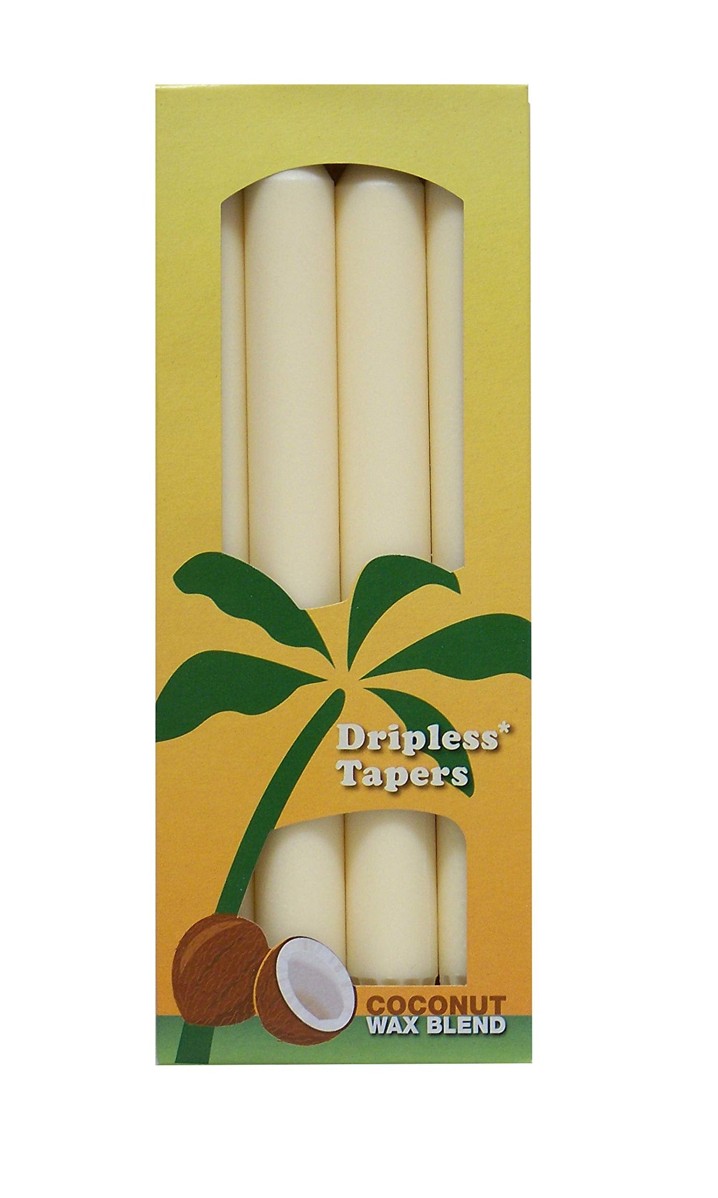 Aloha Bay Coconut Taper Candle – Dripless, Unscented 9 Inches w/ 9-Hour Burn Time & Pure Cotton Wicks for a Clean, Steady Glow – Artful Design for Special Occasions | 4-Pack | Cream