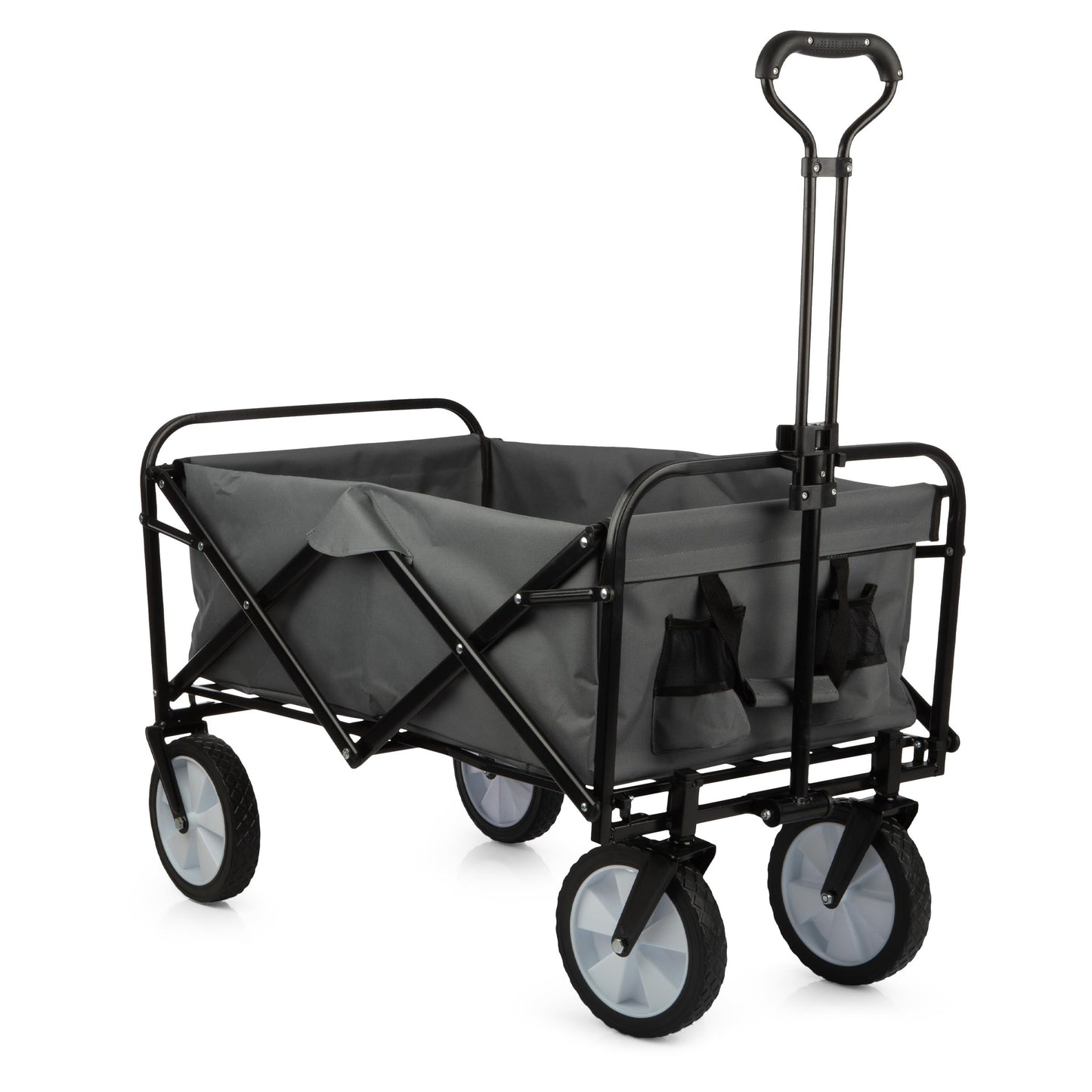Collapsible Wagon - Grocery Cart on Wheels - Portable Beach Wagon, Folding Garden Cart or Shopping Cart - Wagons Carts Foldable by Pure Garden (Gray)