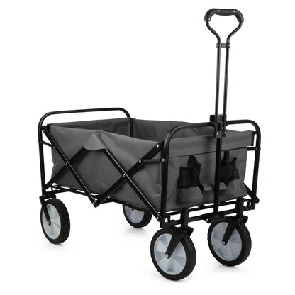 Collapsible Wagon - Grocery Cart on Wheels - Portable Beach Wagon, Folding Garden Cart or Shopping Cart - Wagons Carts Foldable by Pure Garden (Gray)