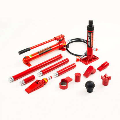 REDLOONG 12 Ton Porta Power Hydraulic Jack Kit, Heavy Duty Hydraulic Ram & Pump Set, Auto Body Frame Repair Tool with Extension Tubes for Car, Truck & Garage