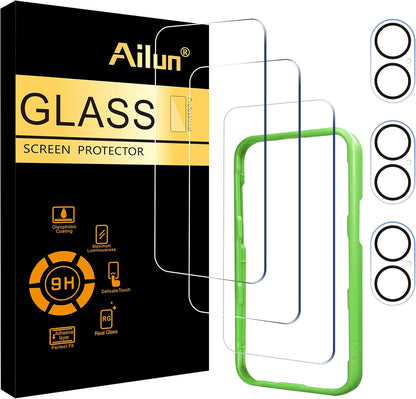 Ailun 3-Pack Screen Protector for iPhone 17 - Case Friendly Tempered Glass with Camera Lens Protectors
