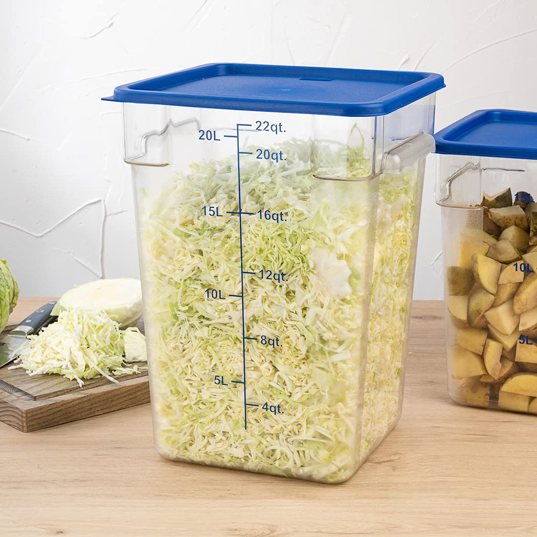 Restaurantware-LIDS ONLY: Met Lux Food Storage Container Lids, 10 Square Marinating Container Lids - Containers Sold Separately, With Date Indicator, Blue Plastic Lids, Dishwashable, Freezable