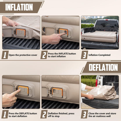 Afurkuot Truck Bed Air Mattress 6-6.5 FT Full Size, Built-in Air Pump, Inflatable Pillow, Inflatable Pickup Trucks Bed Mattress for F-150 Outdoor Camping Truck Pickup Tent Road Trip