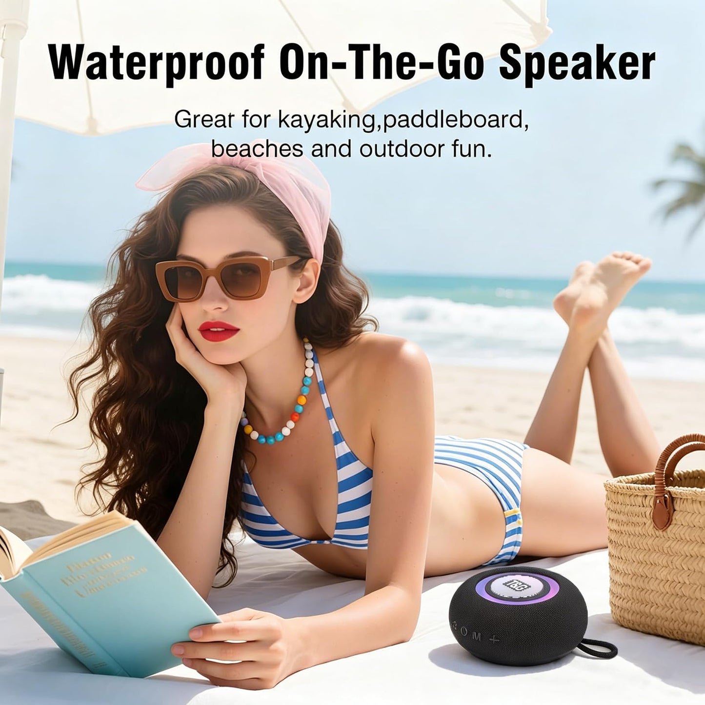 T&G Portable Bluetooth Magnetic Speaker with Pulsing Lights, Stocking Stuffers, IPX4 Waterproof, All Day Playtime, BT 5.3, TWS Paring, Mini Wireless Loud Speaker for Home/Outdoor/Camping/Party-Grey