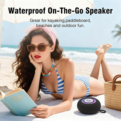T&G Portable Bluetooth Magnetic Speaker with Pulsing Lights, Stocking Stuffers, IPX4 Waterproof, All Day Playtime, BT 5.3, TWS Paring, Mini Wireless Loud Speaker for Home/Outdoor/Camping/Party-Grey