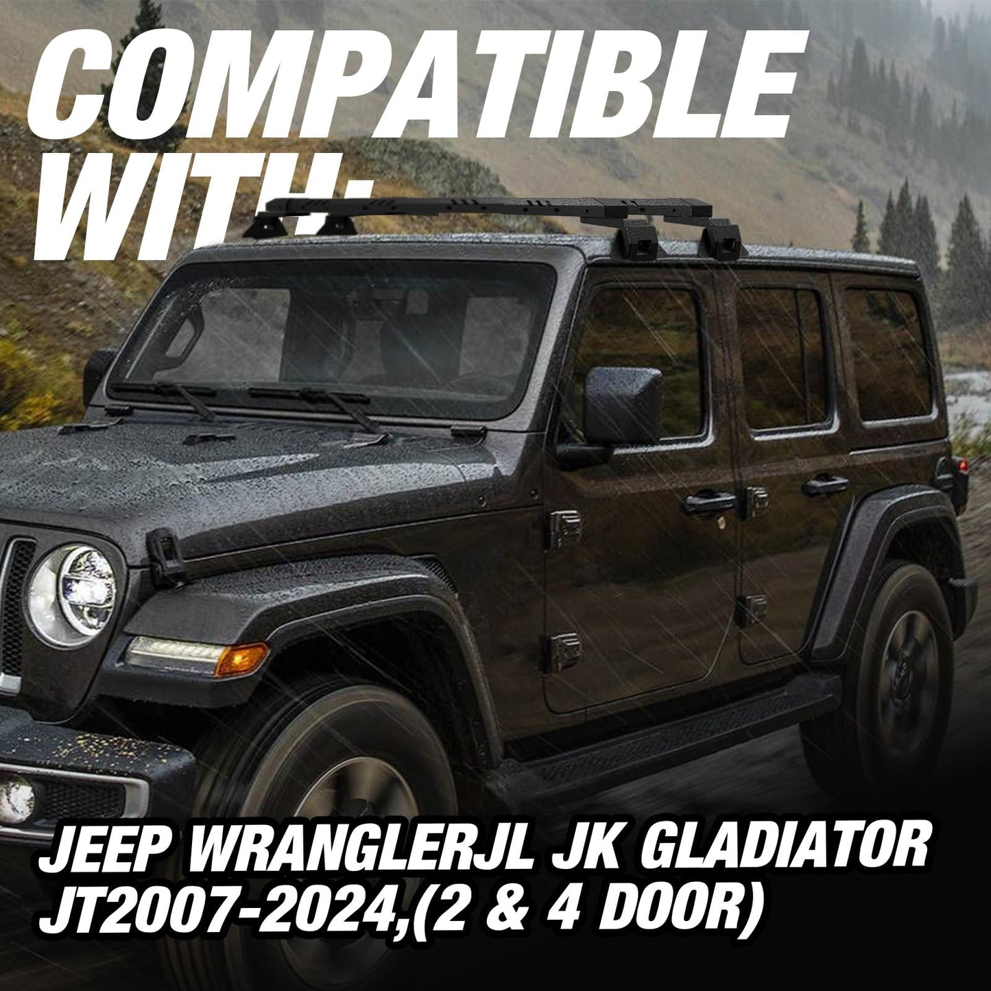 XOOKUN Max Loading 420-POUND Heavy Duty Roof Rack Cross Bars Fit for Jeep Wrangler JL JK Gladiator JT 2007-2024,(2 & 4 Door) Steel Crossbars Rooftop Cargo Bag Kayak Bike Carrier
