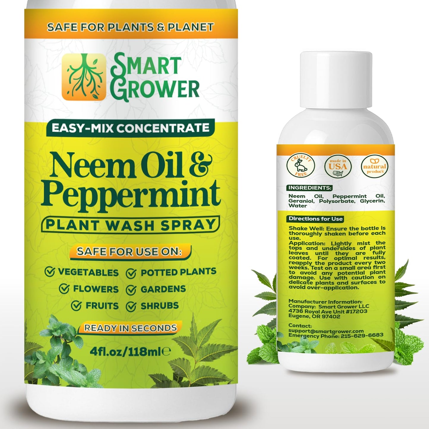 Neem Oil Spray for Plants by [Brand Name] - Peppermint Oil Formula for Indoor & Outdoor Use | 4 oz Concentrate Makes 1/2 Gallon Ready-to-Use
