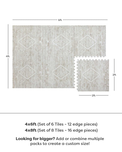 House of Noa Play Mat – 4x6 Driftwood Ula – Set of 6 Tiles – Cushioned EVA Foam Play Mat for Floor, Soft Interlocking Mats for Hard Floors