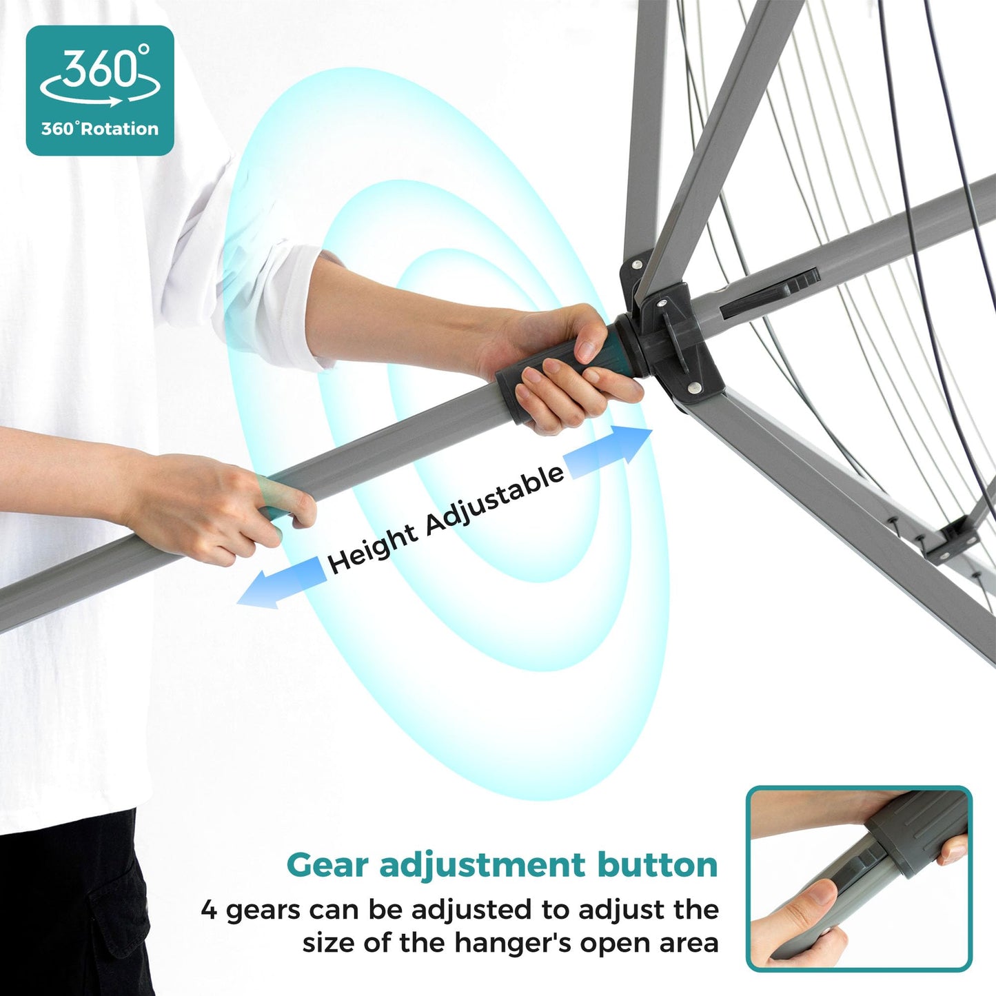 Sukkiri Homu Foldable Laundry Drying Rack, Umbrella Style Clothes Dryer 131 Ft Clothesline for Outdoor Backyard Use, Portable Garment Airer (78.74" H x 68.5" W x 49.61" L)