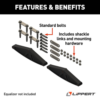 Lippert Replacement Tandem Axle Attaching Parts (AP) Kit with Wide-Stance Cast Equalizer and Standard Bolts for RV Trailer Suspensions - 239491