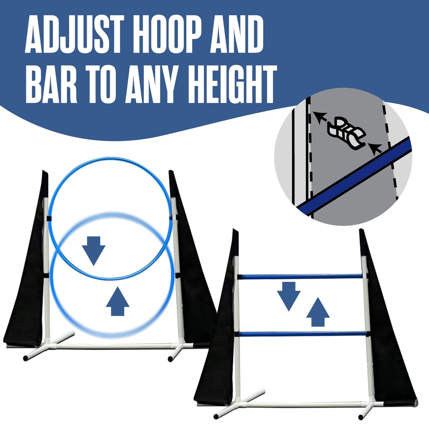 Houseables Dog Agility Course Backyard Set, Dog Agility Equipment, Obstacle Course Backyard, Training and Exercise Equipment, Play Tunnel, Weave Poles, Jumps, Pause Box for Playground, Park, Indoor