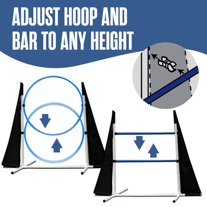 Houseables Dog Agility Course Backyard Set, Dog Agility Equipment, Obstacle Course Backyard, Training and Exercise Equipment, Play Tunnel, Weave Poles, Jumps, Pause Box for Playground, Park, Indoor