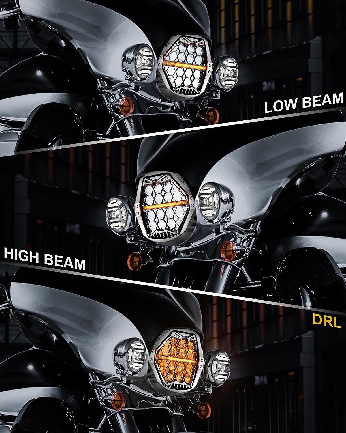 LX-LIGHT Silver 1200% Bright 180W 7 Inch LED Headlight with 4.5 Inch LED Fog lights Compatible with Road King Road Glide Street Glide Electra Glide Ultra Limited Trike Heritage Softail Fat Boy