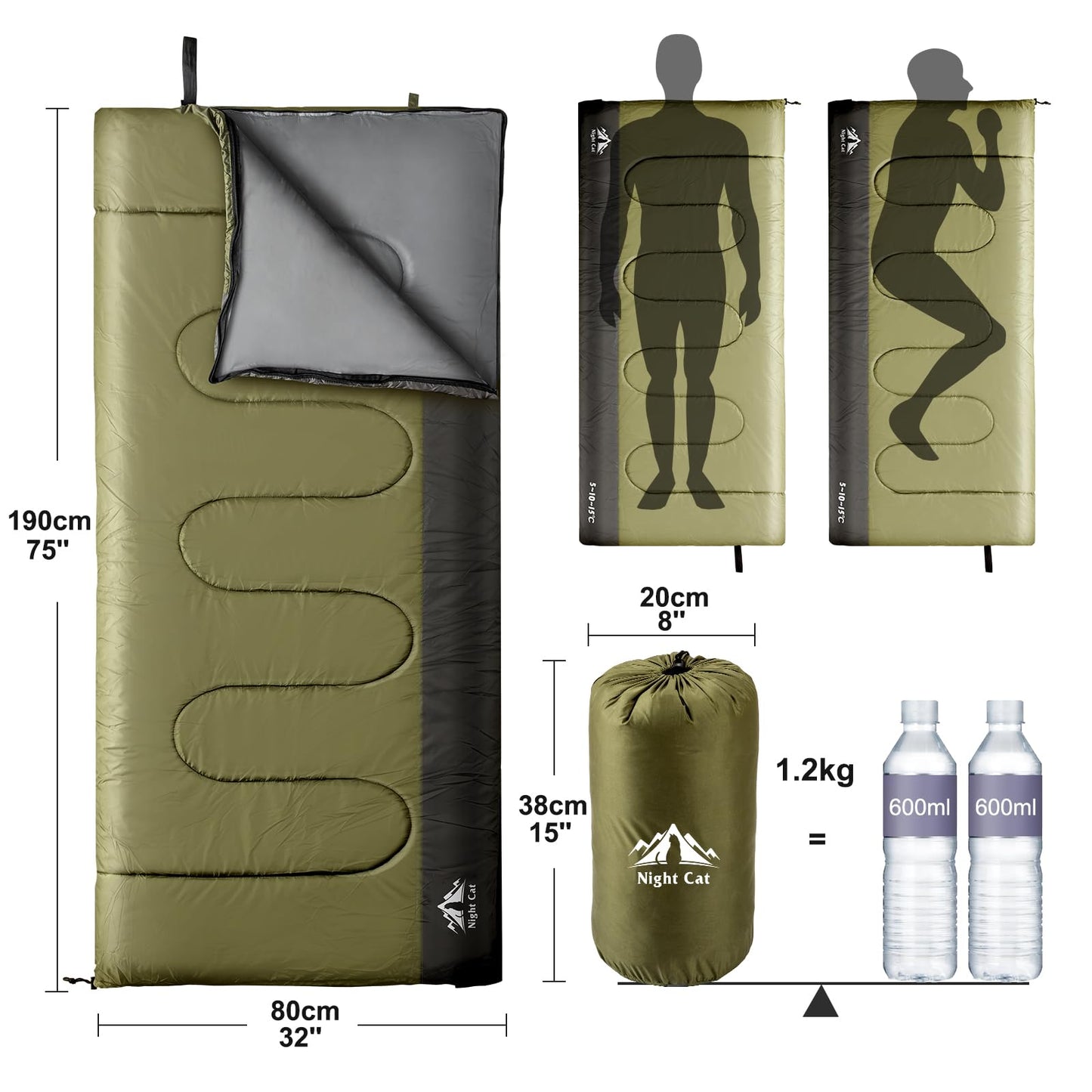 Night Cat Camping Cot Tent with Self-Inflating Sleeping Pad and Camping Sleeping Bag Waterproof 1-Person Off-Ground Combo Cot Bed for Adults Portable Easy Set-up Tent