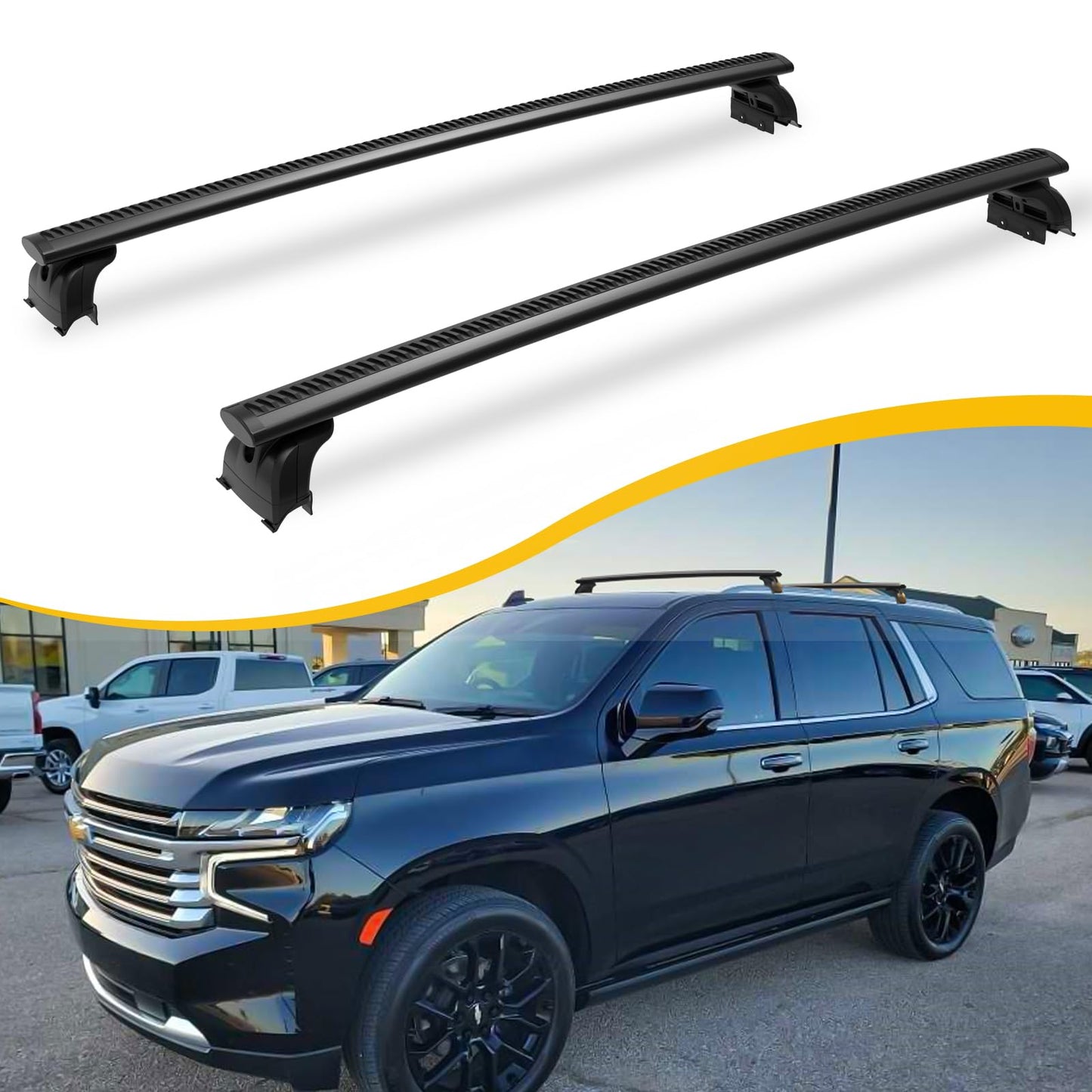 EZREXPM 330LBS Cross Bars Roof Rack Fit for 2021-2026 Chevrolet Tahoe, GMC Yukon & Yukon XL, Chevrolet Suburban, Cadillac Escalade ESV Lockable Crossbars Carrier Cargo Bar Luaggage Rack Accessories