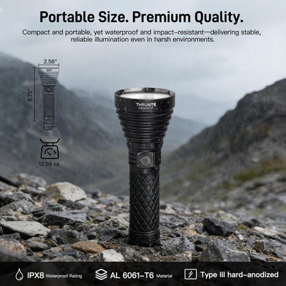 ThruNite Catapult V7 SFT90 LED Flashlight, 4010 High-Lumen Long-Range (1081m) Tactical Flashlight, USB-C Rechargeable Flashlight with 7500mAh Battery, Bright Flashlight for Emergency, Search & Rescue