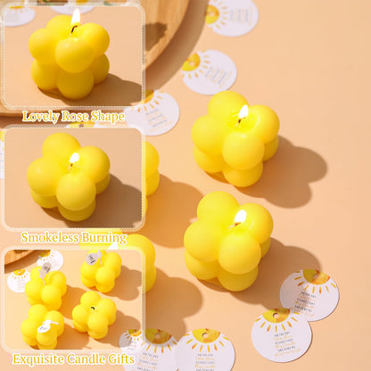 MTLEE 24 Sets Sunshine Baby Shower Favors Small Bubble Candle Baby Shower Favors for Guests Tea Candles Bulk with Stylish Ribbons Cards Gifts Party Decorations