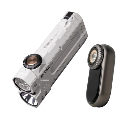 LOOP GEAR SK05 Pro 2 Flat EDC Flashlight Bundle with LOOPDOT Mini RGB Game Flashlight – 5000LM High-CRI Spotlight/Floodlight, Dual 4000mAh Replaceable Batteries, IP68 Magnetic Camping Light + Pixel Di