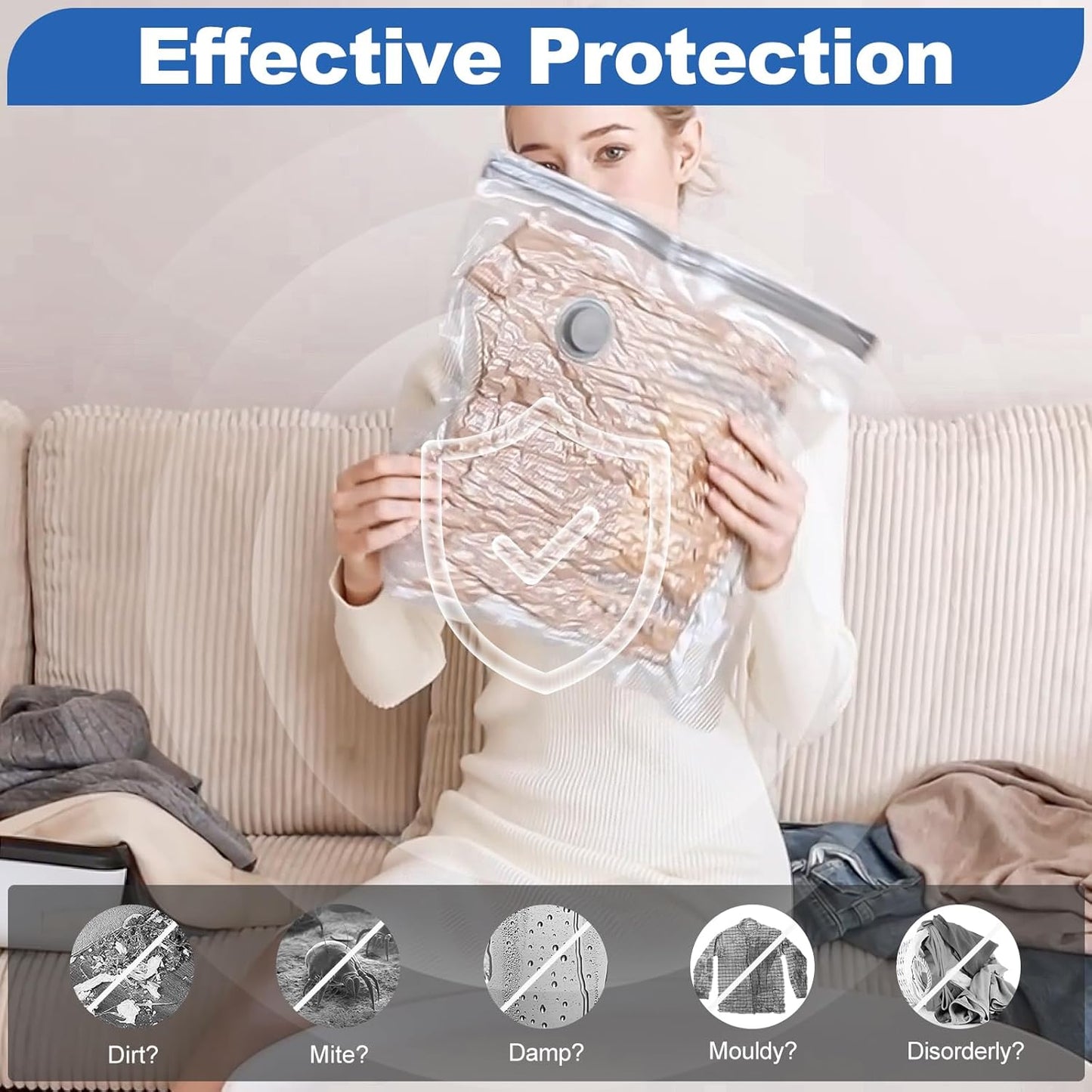 Vacbird Vacuum Storage Bags - 15 Pack Travel Size with USB Pump | Space Saver for Clothes