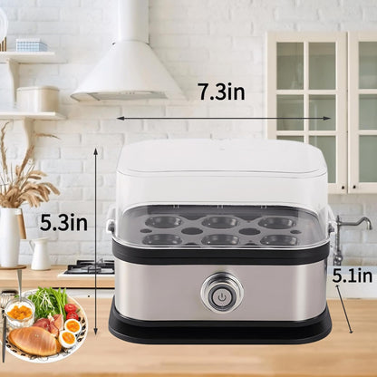 Rapid Egg Cooker - Electric Stainless Steel, 6-Egg Capacity, Soft/Medium/Hard Boiled, BPA Free