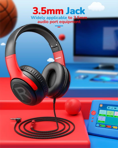 awatrue Kids Headphones Wired Toddler with Microphone, Over-Ear Headphones, 85/94dB Volume-Limiting, 3.5mm Jack, Foldable On-Ear Design - Safe & Comfortable for Learning & Entertainment