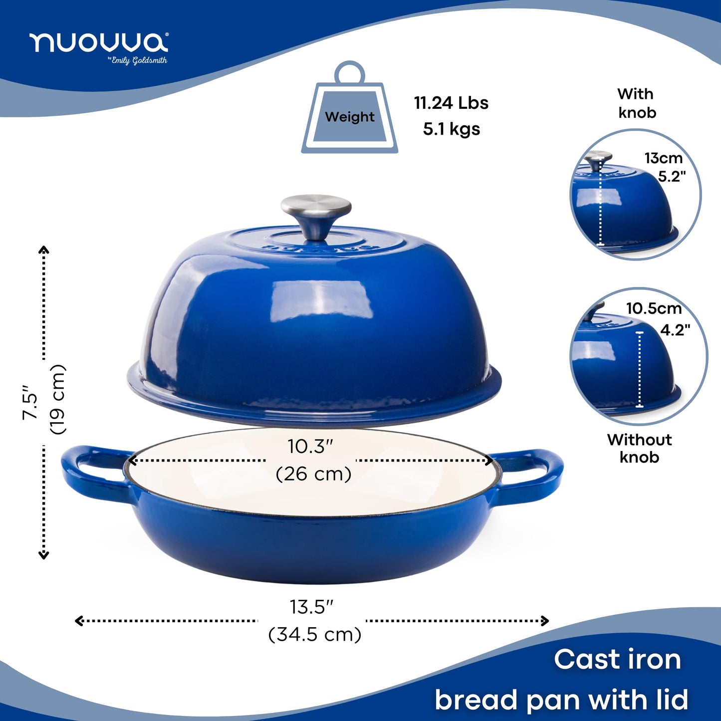 Nuovva Enamelled Cast Iron Cookware Bundle – Dutch Oven Pot with Lid, Casserole Dish & Bread Loaf Pan – Premium Ovenproof Cookware Set for Baking, Roasting & Everyday Cooking