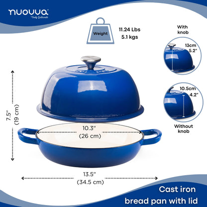 Nuovva Enamelled Cast Iron Cookware Bundle – Dutch Oven Pot with Lid, Casserole Dish & Bread Loaf Pan – Premium Ovenproof Cookware Set for Baking, Roasting & Everyday Cooking