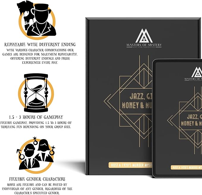Masters of Mystery 1920s Roaring 20s Murder Mystery Dinner Party Game – Speakeasy Whodunnit Party Game for Adults – 4–20 Players