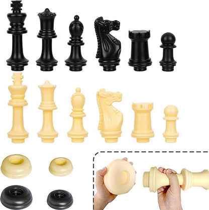 King Size Giant Chess Set with 10 Inch Pieces - Oversized Plastic Chess Game for Indoor/Outdoor Use with Waterproof Mat and Storage Box for Kids Adults Family Fun