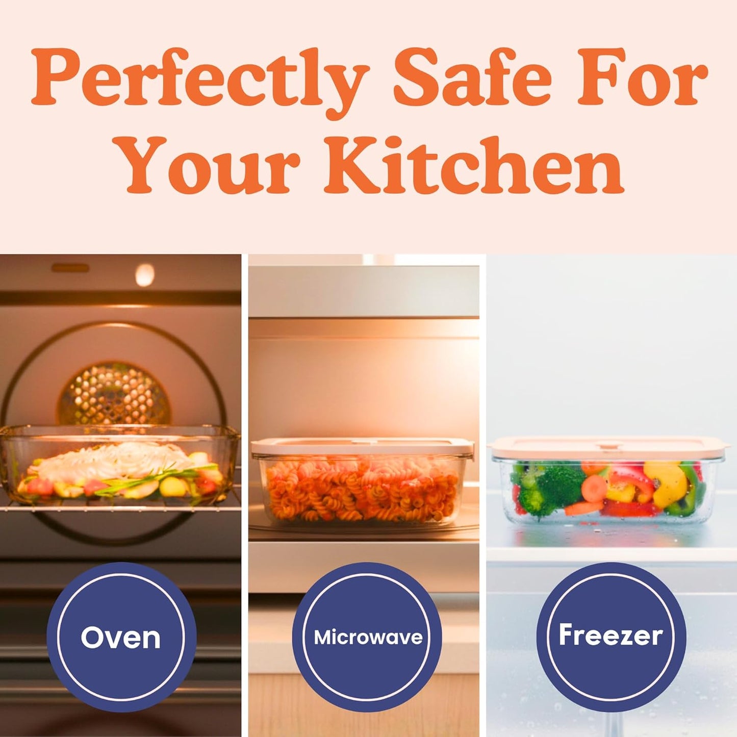 Ziruma Glass Food Storage Containers - Non-Toxic, Airtight, Microwave & Freezer Safe | 2.6 Cup, 4 Pack