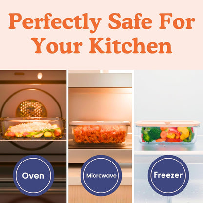 Ziruma Glass Food Storage Containers - Non-Toxic, Airtight, Microwave & Freezer Safe | 2.6 Cup, 4 Pack