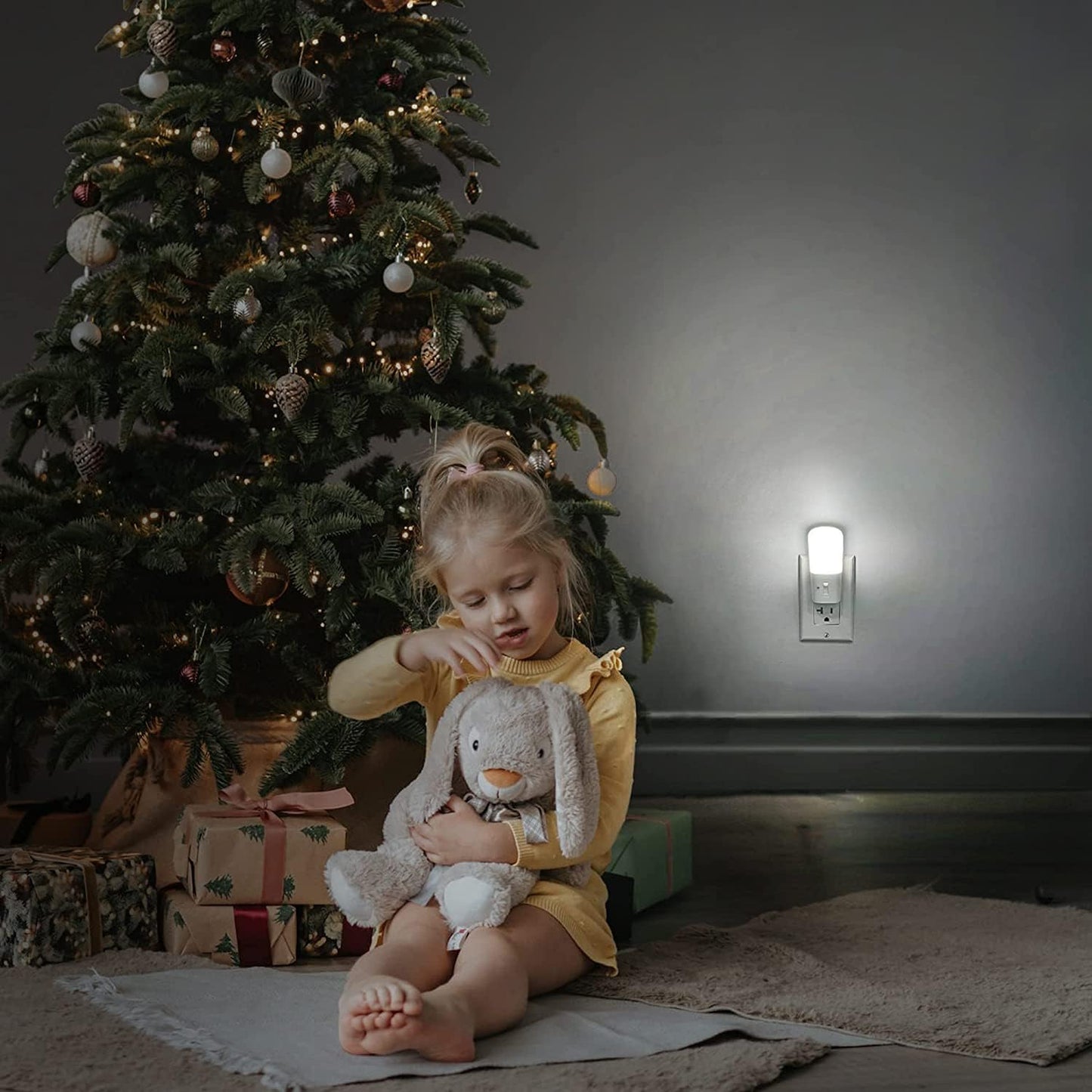 LOHAS Plug in Night Light, Dimmable LED Night Lights With Dusk to Dawn Sensor, Soft White 3000K Sleep Nightlight, Adjustable Brightness 5-80lm Mini Light for Nursery Kids Room Hallway Kitchen, 2 Pack