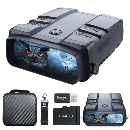 VABSCE Night Vision Goggles, True 4K Night Vision Binoculars, Built-in Powerful Focusable IR, 6000mAh Rechargeable Battery, Super Large Display, Long Viewing Range, Free 64GB Card (Carbon Black)
