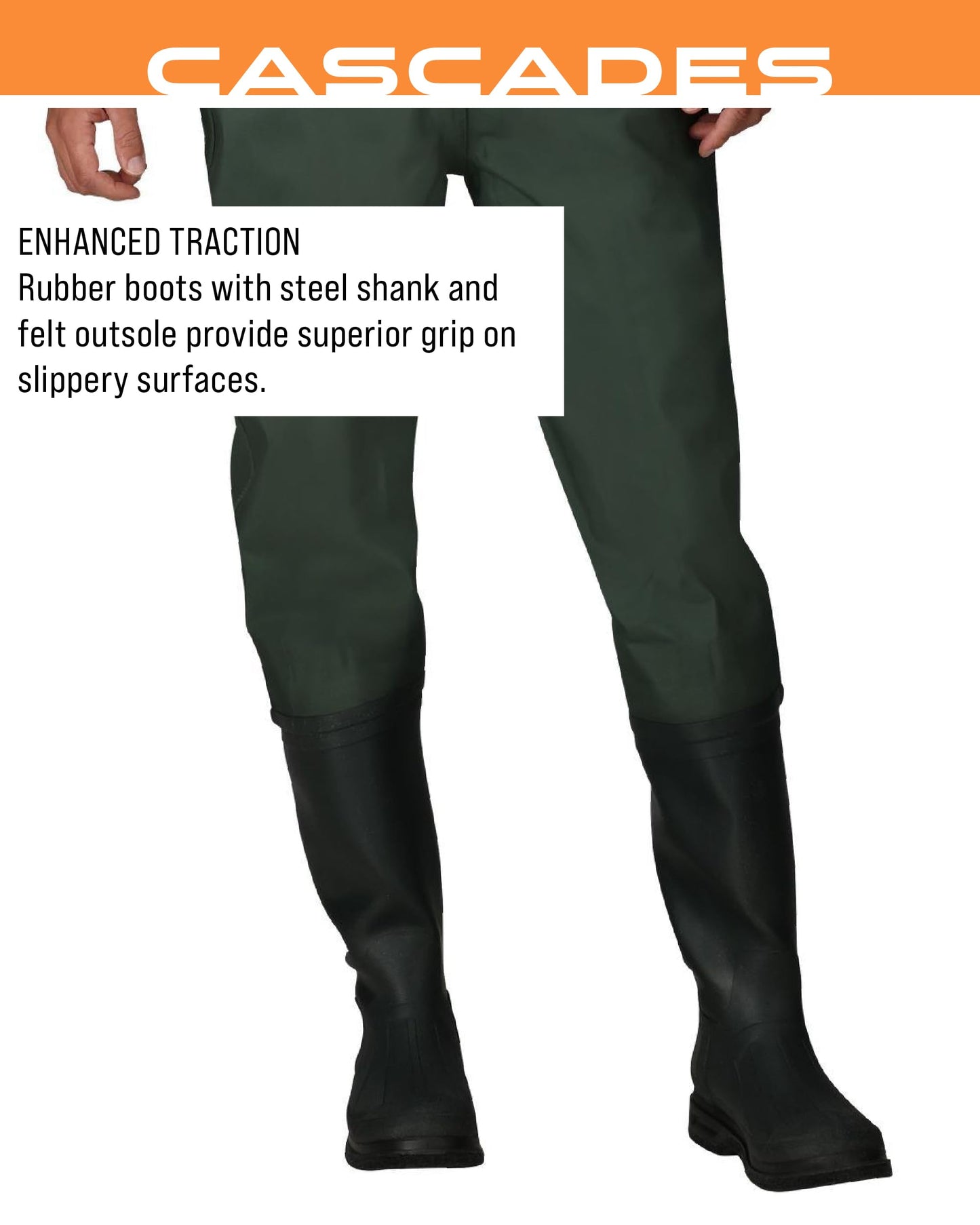Frogg Toggs Cascades 2-ply Poly/Rubber Bootfoot Chest Wader, Felt Outsole, Forest Green, Size 14
