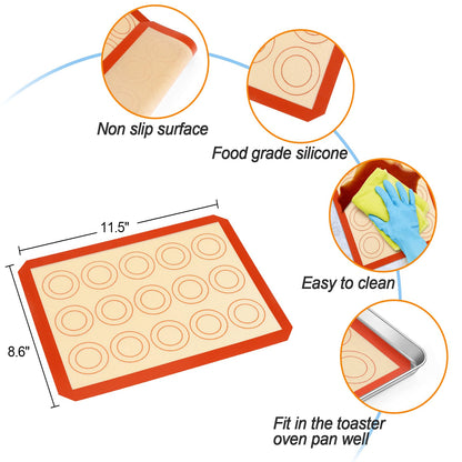 TeamFar Toaster Oven Pan, 12.4’’ x 9.7’’ x 1’’ Stainless Steel Baking Pan Tray Cooling Wire Rack with Silicone Mat Set for Cooking Use, Healthy & Sturdy, Oven & Dishwasher Safe, Set of 3
