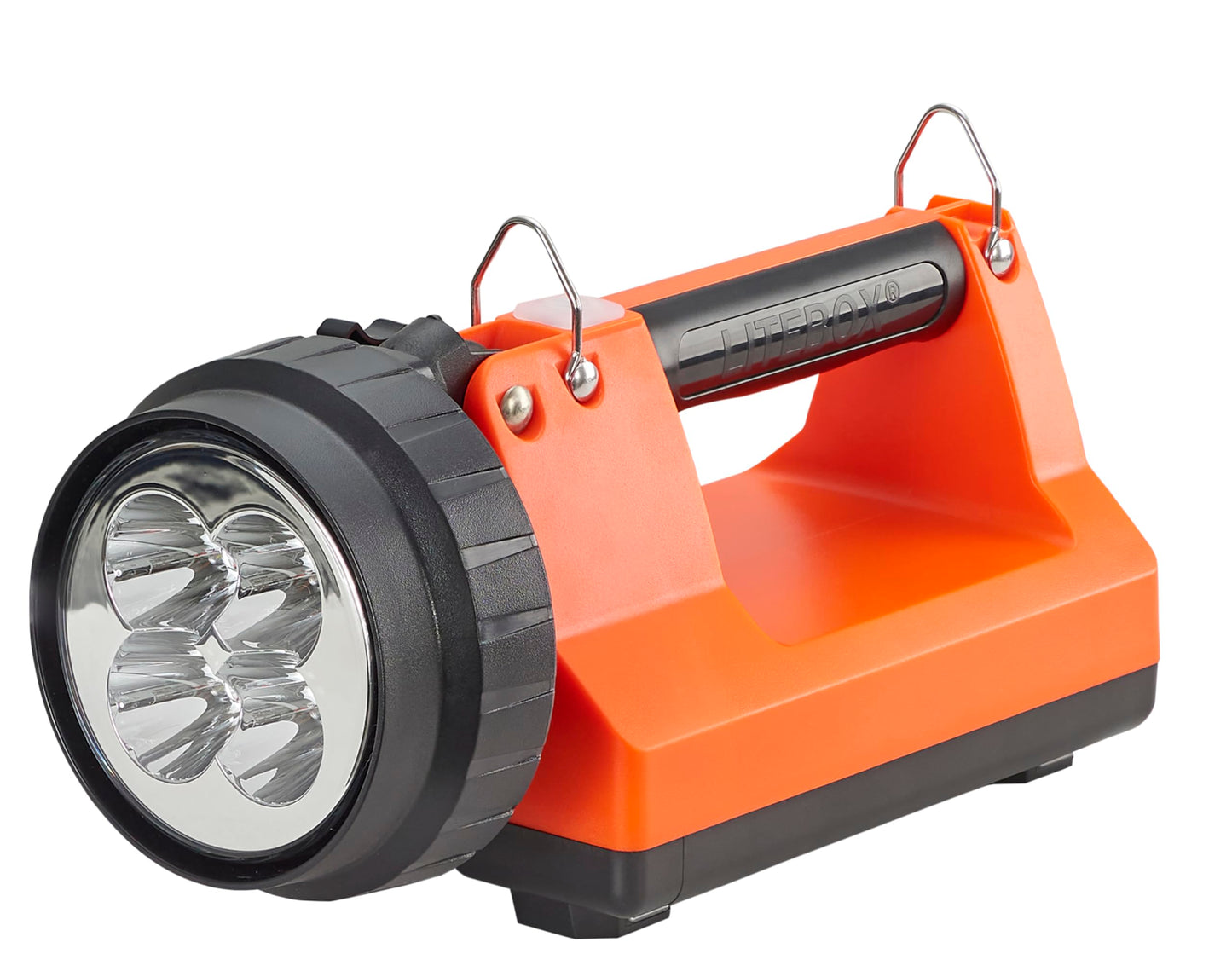 Streamlight 45865 E-Spot Firebox 1500-Lumen 110000 Candela Rechargeable Spot Beam Lantern with Dual Rear LEDs, Vehicle Mount System, Direct Wire DC Charging Rack, and Heavy Duty Shoulder Strap, Orange