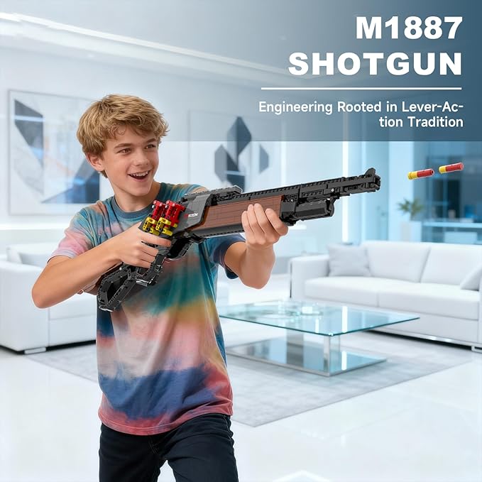 Sosuy Building Block Gun Sets M1887 1:1 DIY Shootable Shotgun Model Guns Toys for Adult Teen Boys Birthday for Men Kids Age 8+ Bricks Collection for Army Fan 1370PCS