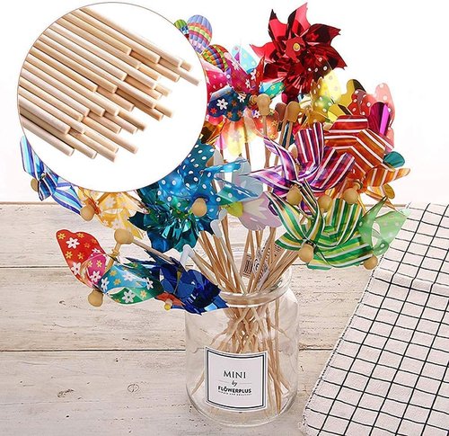 HOPELF Bamboo Dowel Rods - 50PCS Assorted Hardwood Sticks for Crafts & DIY Projects | 1/4 x 12 Inch