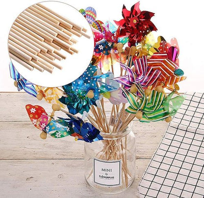HOPELF Bamboo Dowel Rods - 50PCS Assorted Hardwood Sticks for Crafts & DIY Projects | 1/4 x 12 Inch