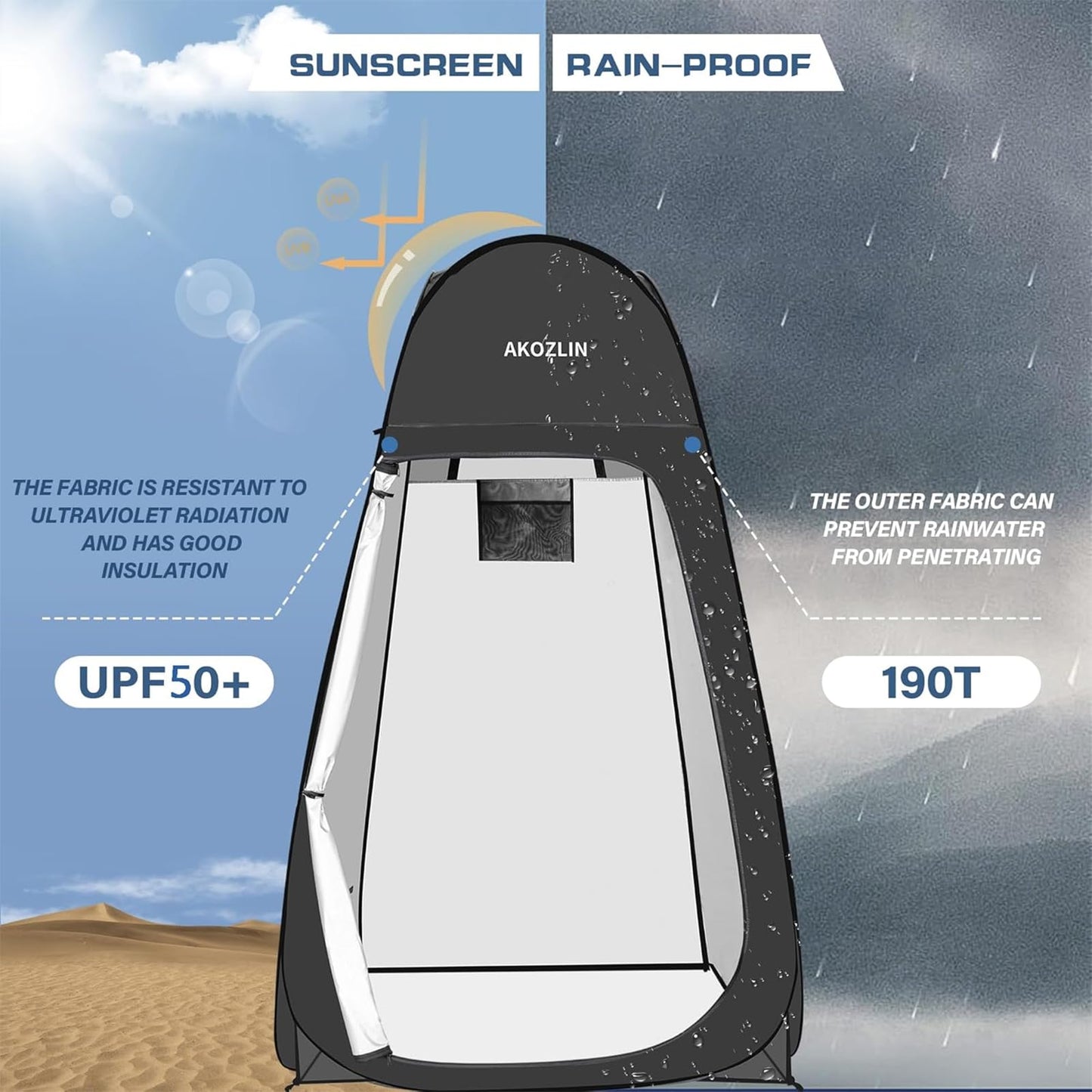 AKOZLIN Portable Pop Up Shower Tent Instant Privacy Dressing Changing Shelter Outdoor Shower Room Camp Toilet Tent
