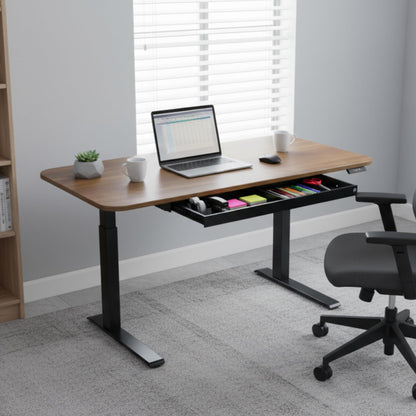 PERFECT POSTURE Under Desk Storage Drawer with Lock — Slim Pen & Pencil Drawer for Regular & Sit-Stand Standing Desks, Gray (33” x 9.4”)