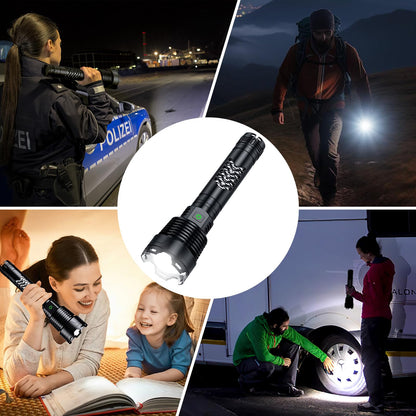 Grentay Black&Blue Rechargeable LED Flashlights High Lumens,Super Bright Flashlight with Input and Output Functions,10 Light Modes,Zoomable, IP67 Waterproof,Tactical Flashlight for Camping