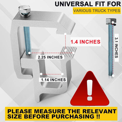 Extra Long Traction Boards+Truck Cap Clamps 6 Pack, Heavy Duty No Drill Camper Shell Mount, Anti-Loose Truck Bed Rail Clamps Fit F150 F250 Ram Silverado Tundra Titan, Secure & No Damage Installation
