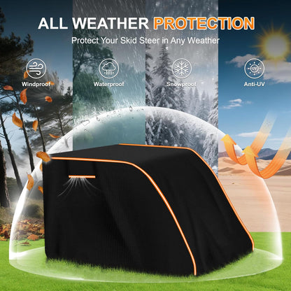 Xmuzua 900D Skid Steer Cover Waterproof Heavy Duty, UV Protection Track Loader Cover Compatible with Bobcat, John Deere, Kubota, Caterpillar, Case, New Holland, JCB, (148"x 75"x 80")