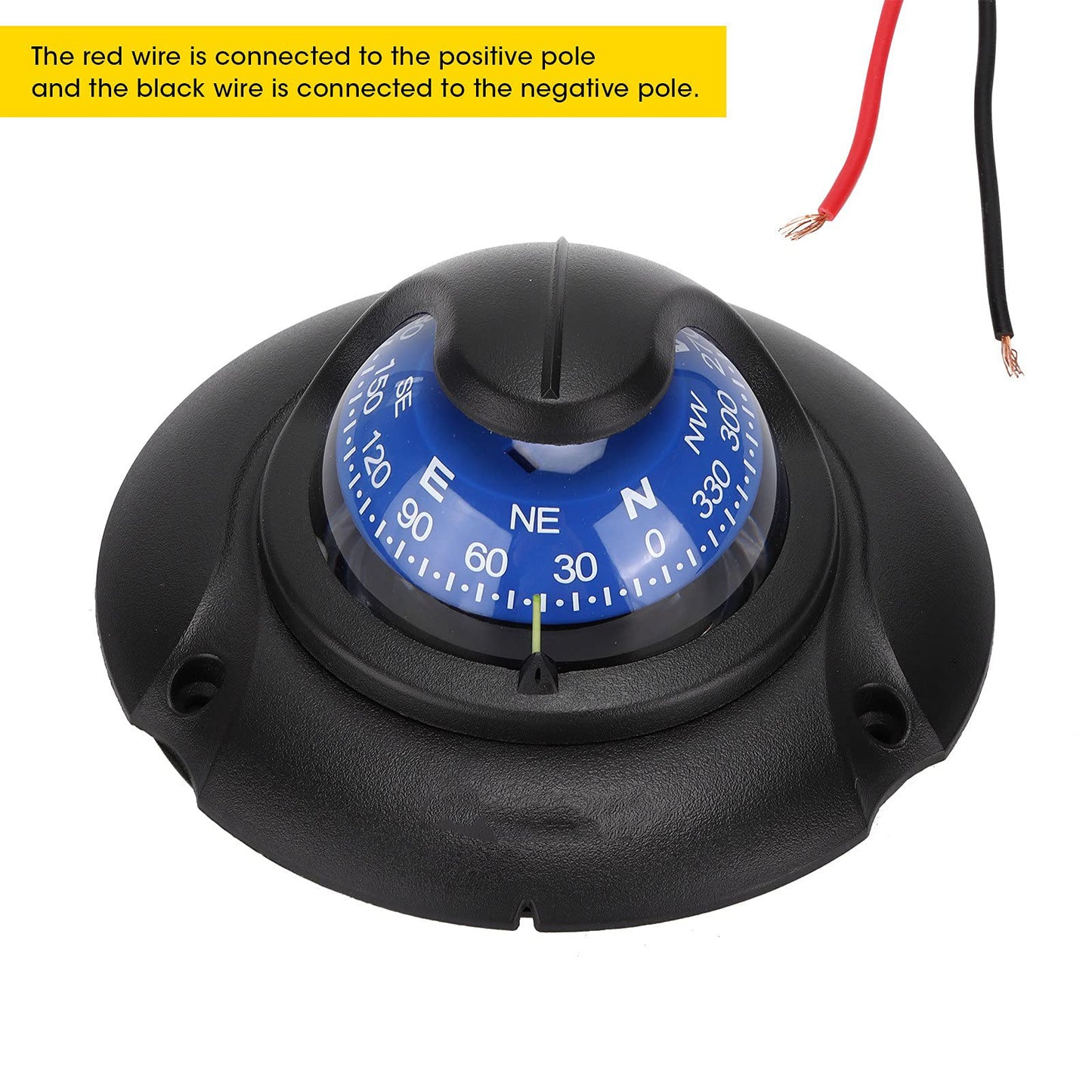 Entatial Flush Mount Compass, Reliable Marine Compass ABS for Travel for Vehicles for Boating for Marine