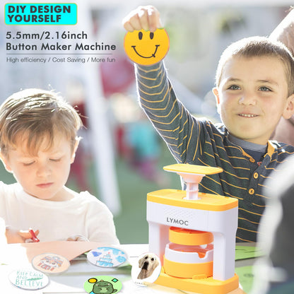 Badge Maker for Kids, 55 mm (2.16 inch) DIY Pin Button Maker Press Machine Badge Punch Kit with 48 pcs Button Parts Pictures Circle Cutter Present Installation-Free