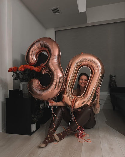Rose Gold Number 23 Balloon 40 inch, 23 Number Balloons, 23rd Birthday Decorations, 23 Year Old Women Men Rose Gold Party Supplies