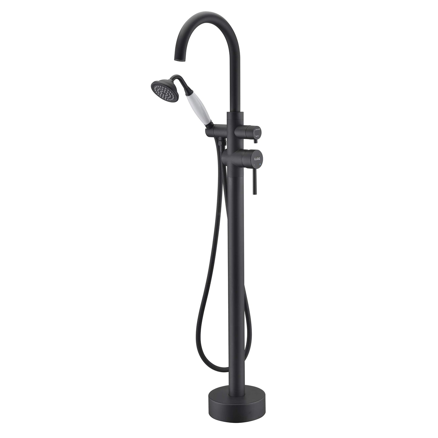Freestanding Tub Faucet Bathtub Filler Black High Flow 11.9GAL Floor Mount Faucets with Handheld Shower Sprayer RIGOBAL