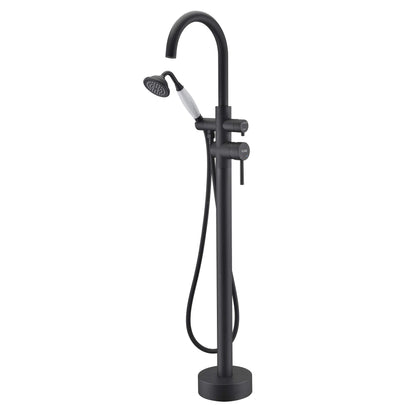 Freestanding Tub Faucet Bathtub Filler Black High Flow 11.9GAL Floor Mount Faucets with Handheld Shower Sprayer RIGOBAL