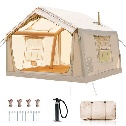 Inflatable Tents for Camping, Blow Up Tent for Camping Adults 4-6 People, Inflatable Hot Tent with Stove Jack & AC Ports, Glamping Tents for Outdoors, Easy Setup with Air Pump